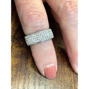 Silver Pavé Crystal Band Ring